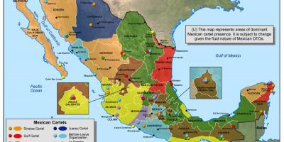 멕시코 카르텔 맵-멕시코 지도(중앙 아메리카-미국)
