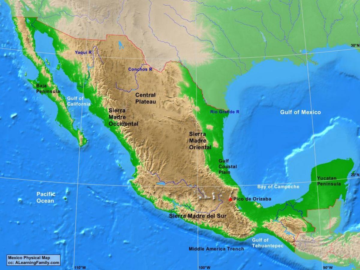 고원의 멕시코 지도
