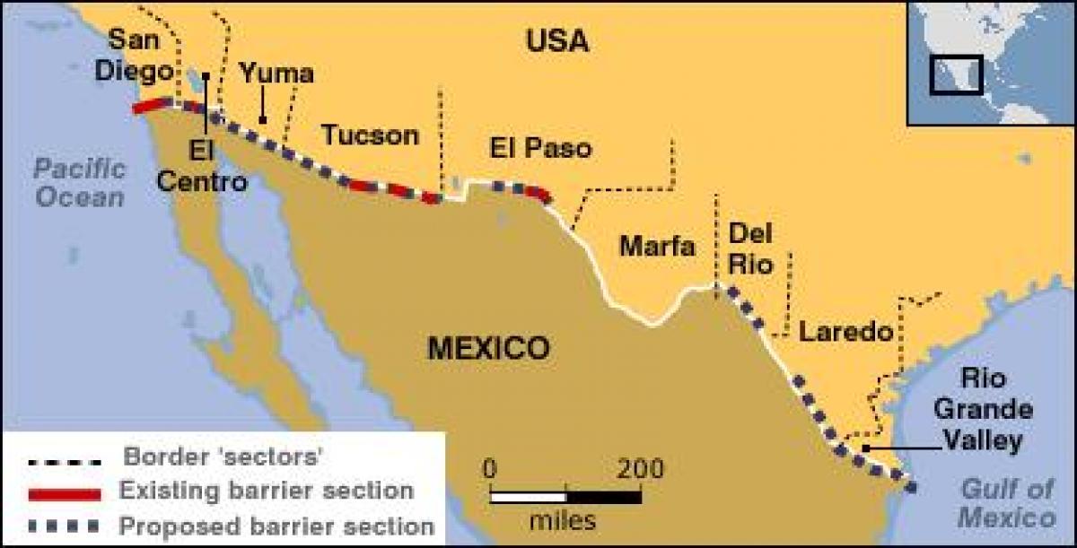지도 멕시코 국경