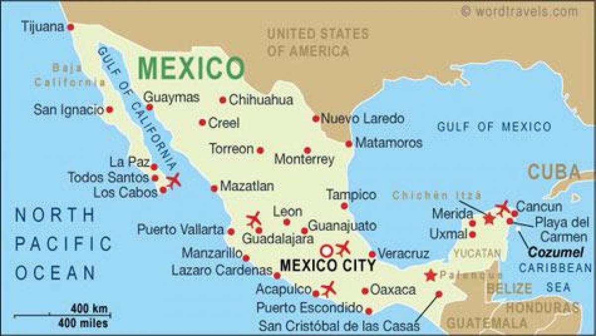 지도의 공항에서 멕시코